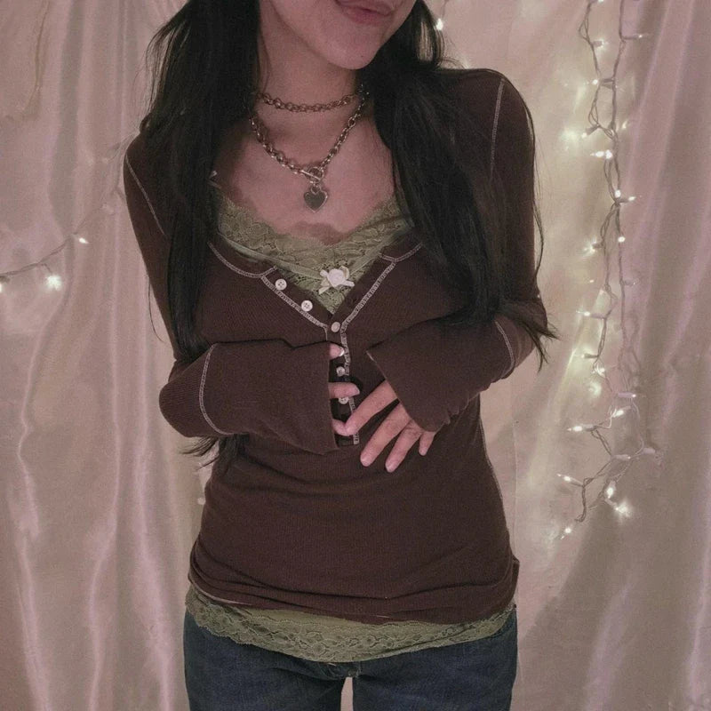 PrincessAce Women's Long Sleeve Ribbed Knit Button-Up Sweater