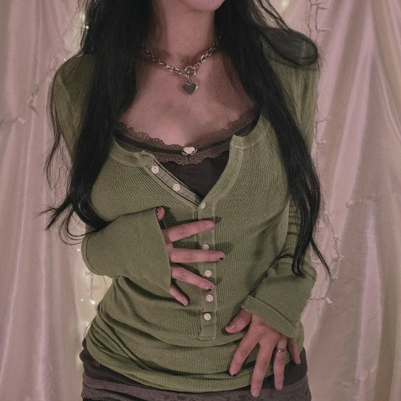 PrincessAce Women's Long Sleeve Ribbed Knit Button-Up Sweater