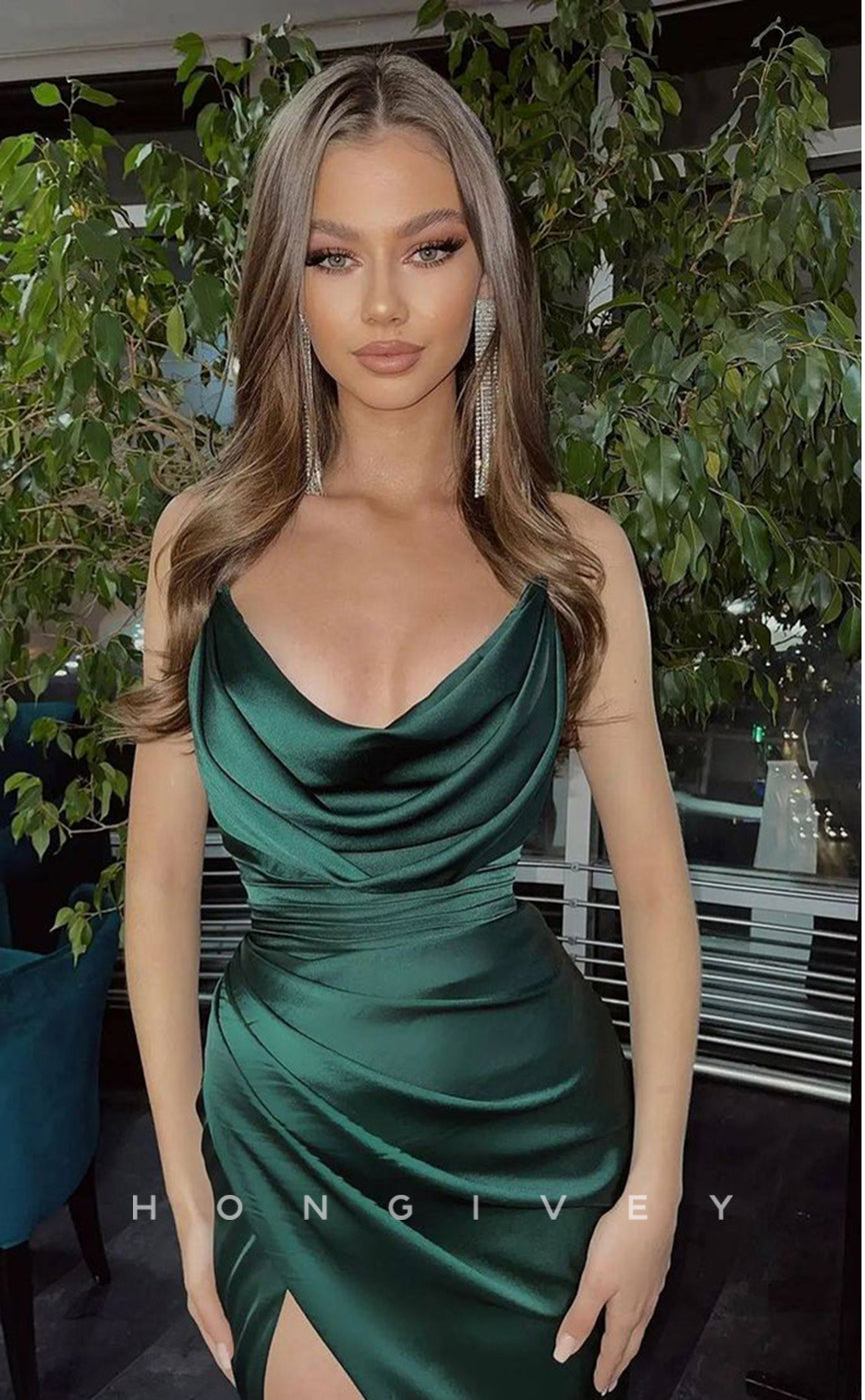 L1023 - Simple Couture Strapless With Train And Slit Evening Party Prom Formal Dress - Fashionpara