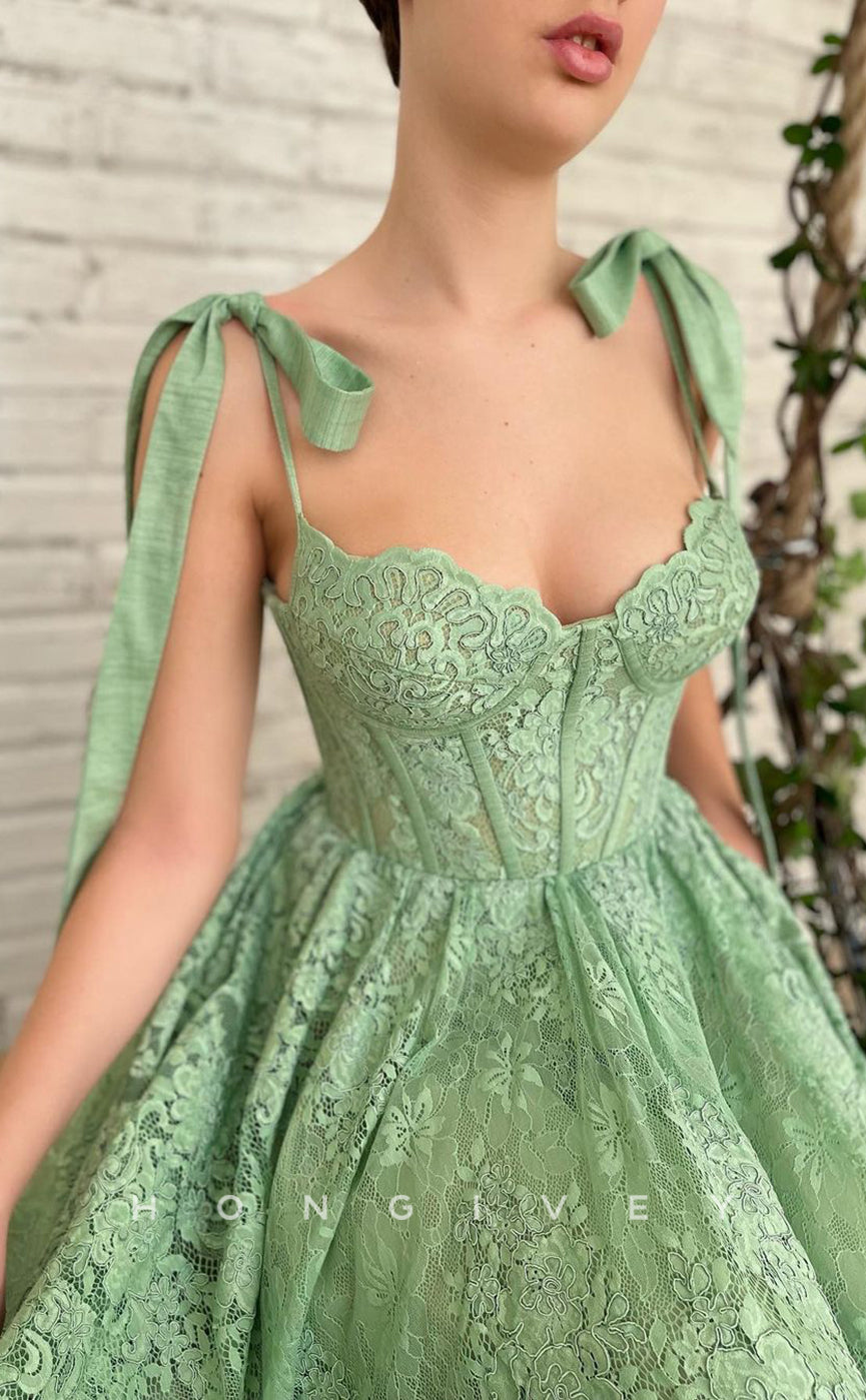 L1198 - Sweet Fully Floral Lace Tiered Party Prom Evening Formal Dress - Fashionpara