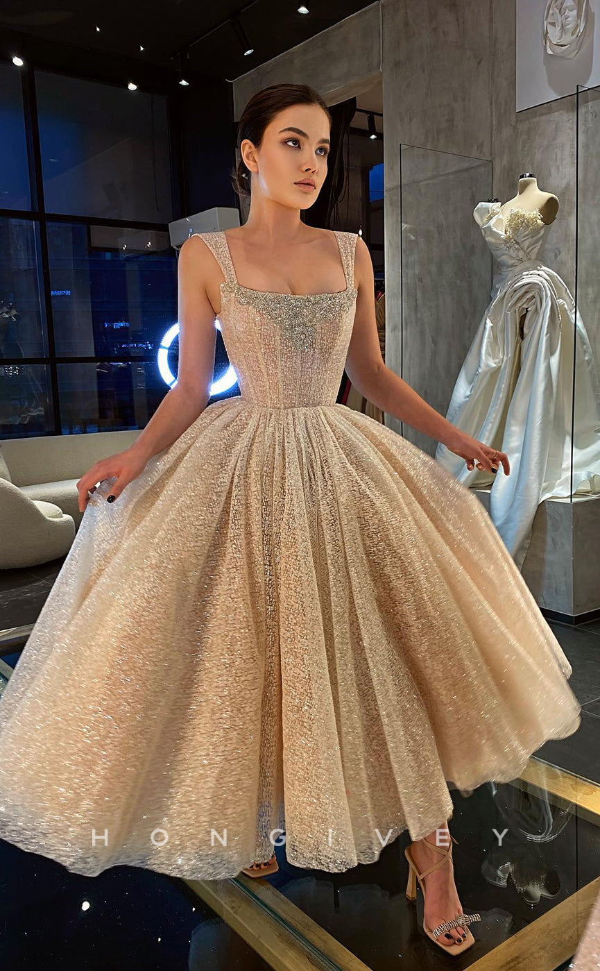 L1218 - Sweet Sparkly Crystal Beaded Tiered Waist Princess Prom Party Formal Evening Dress - Fashionpara