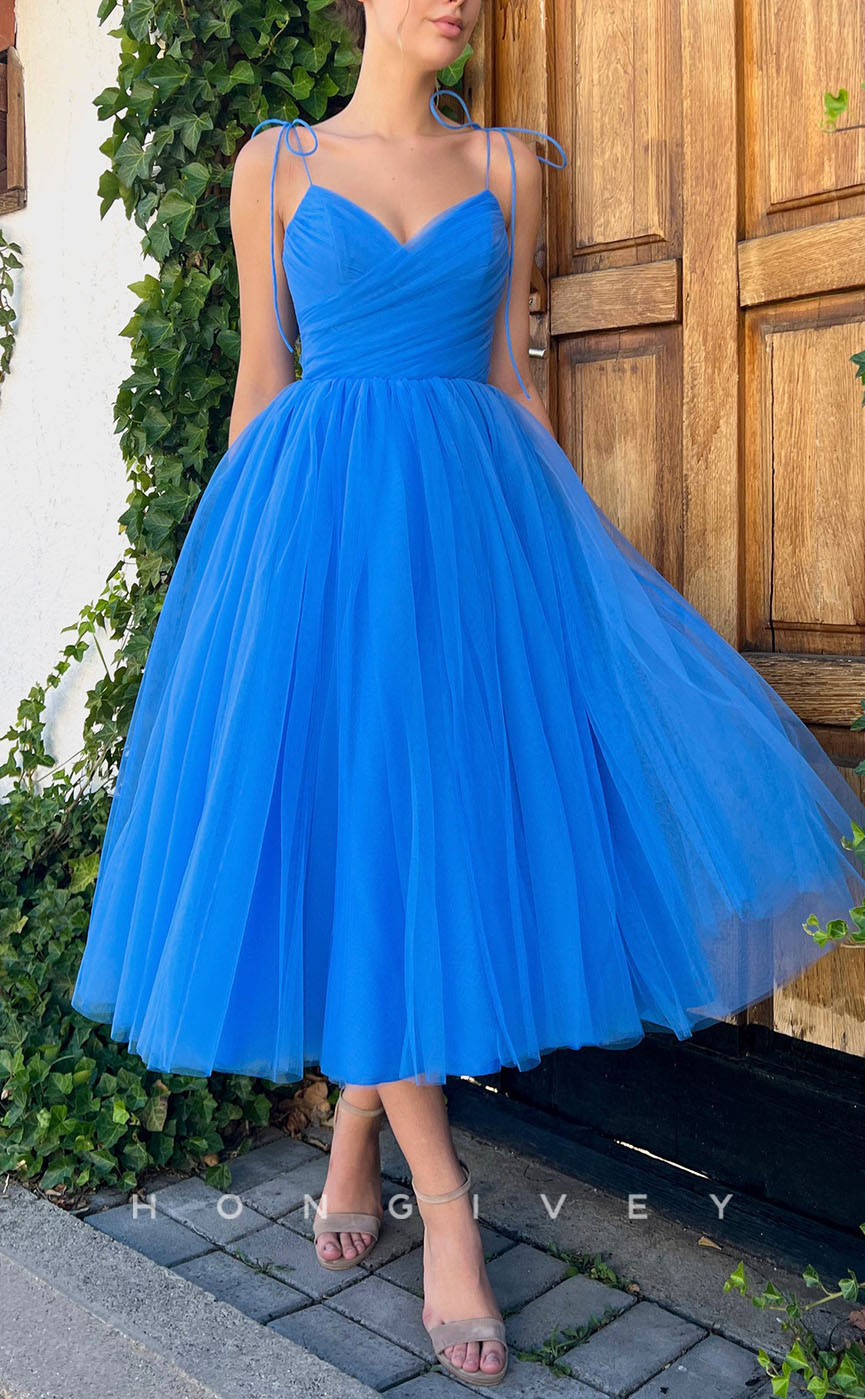 L1270 - Sweet Ruched Tiered Strappy With Bow Detail Prom Formal Party Evening Dress - Fashionpara