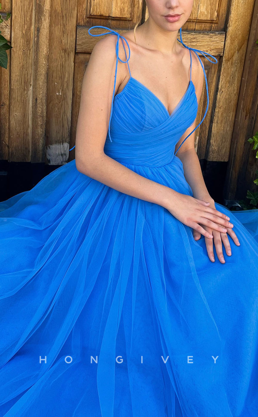 L1270 - Sweet Ruched Tiered Strappy With Bow Detail Prom Formal Party Evening Dress - Fashionpara