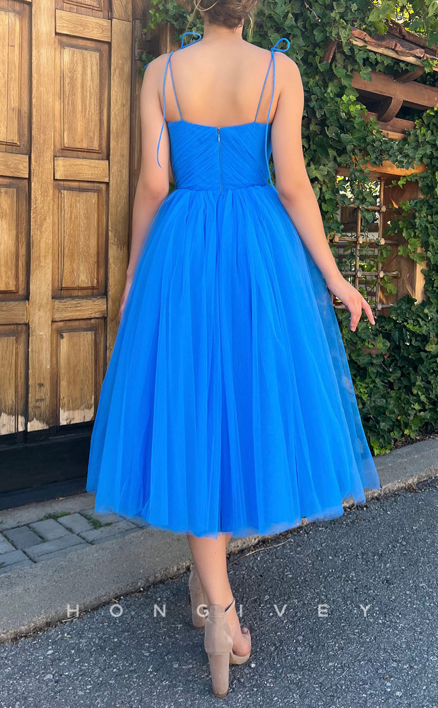 L1270 - Sweet Ruched Tiered Strappy With Bow Detail Prom Formal Party Evening Dress - Fashionpara