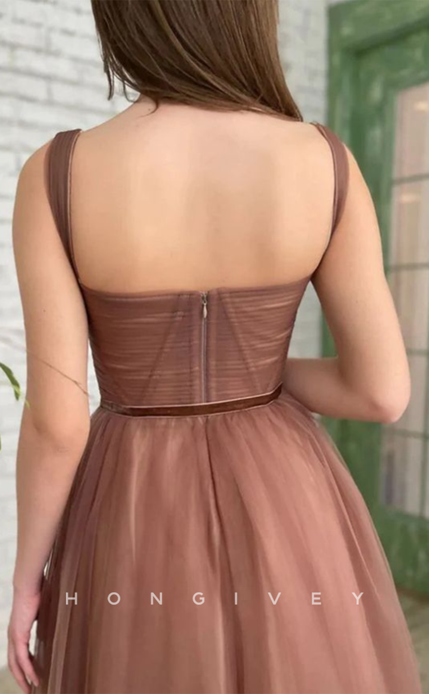 L1271 - Illusion Ruched Tiered Bow Detail Formal Party Evening Prom Dress - Fashionpara