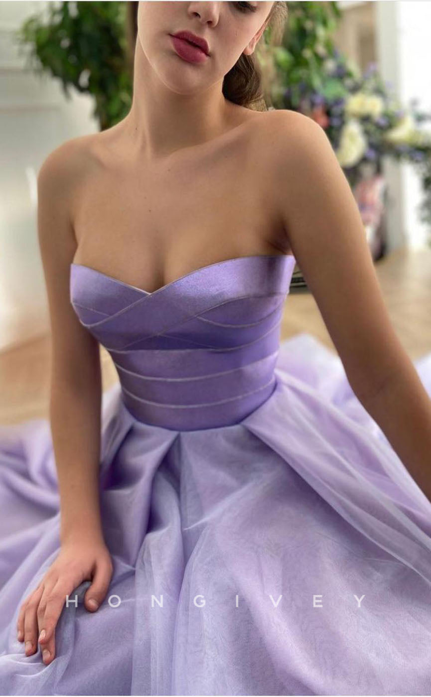 L1275 - Sweet Paneled Ruched Strapless Evening Prom Formal Party Dress - Fashionpara