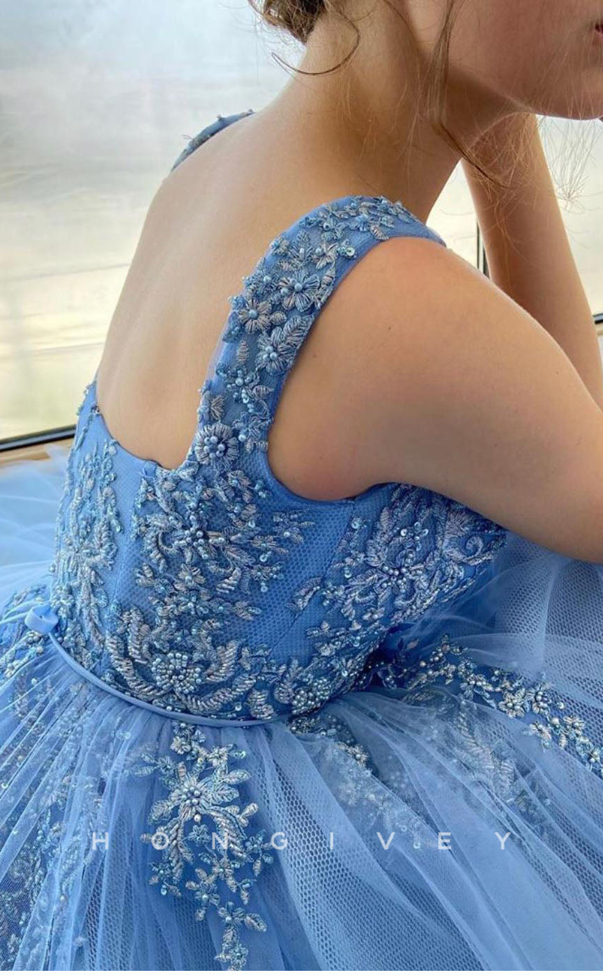 L1276 - Floral Embroidered Beaded With Train Evening Prom Formal Party Dress - Fashionpara