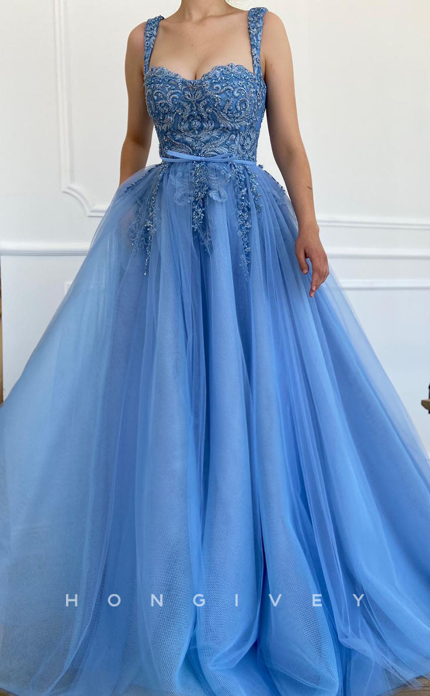 L1276 - Floral Embroidered Beaded With Train Evening Prom Formal Party Dress - Fashionpara