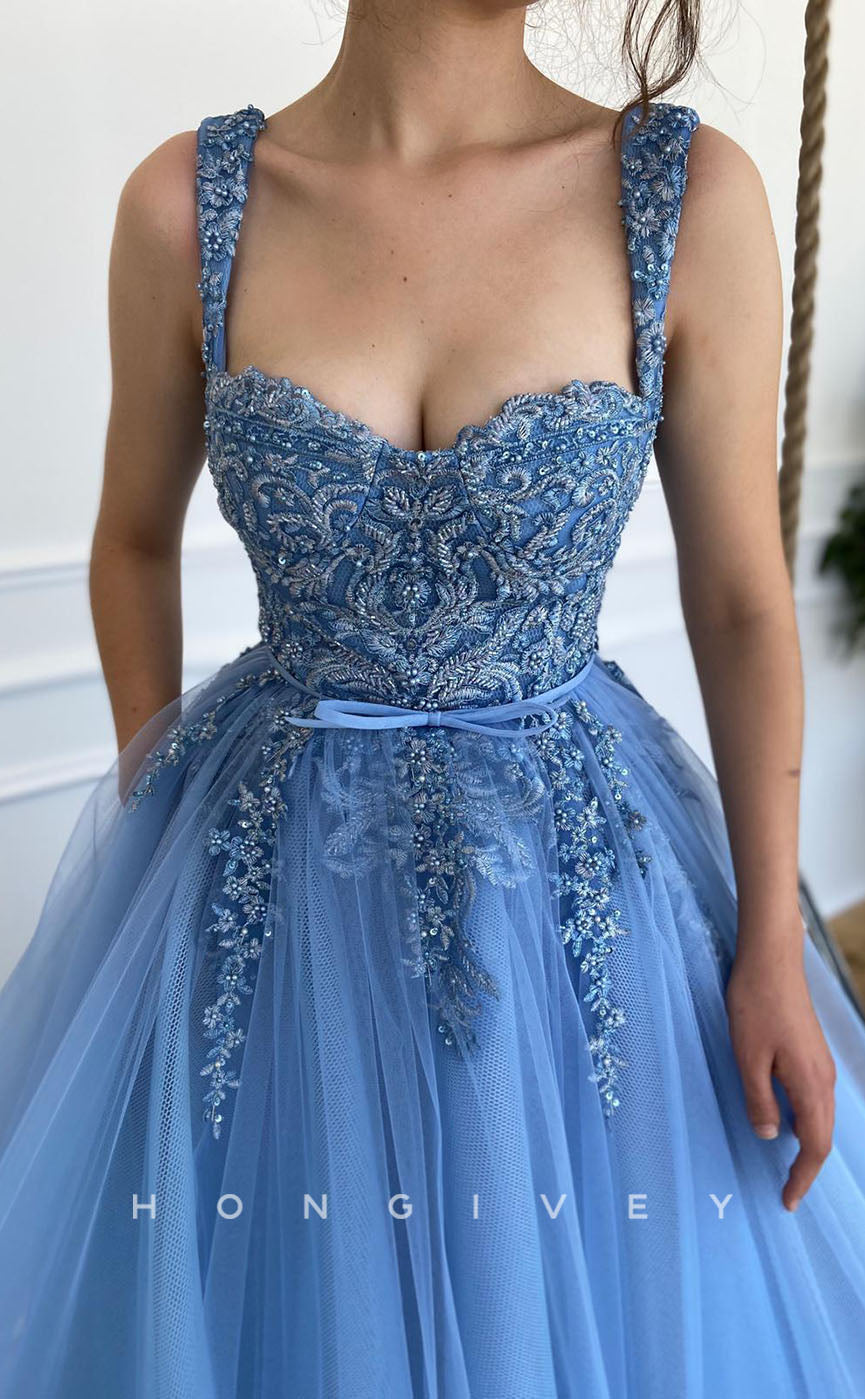 L1276 - Floral Embroidered Beaded With Train Evening Prom Formal Party Dress - Fashionpara