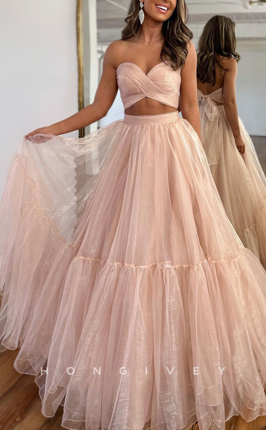 L1301 - Sweet Glitter Sweetheart Strapless Crisscross Back Prom Formal Party Evening Dress - Fashionpara