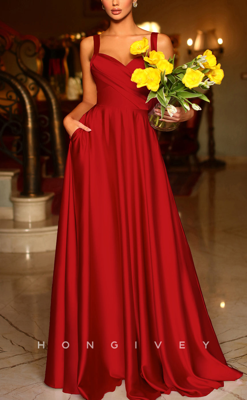 L1314 - Elegant & Luxurious Sweetheart Spaghetti Straps Floor-Length Evening Prom Dress - Fashionpara