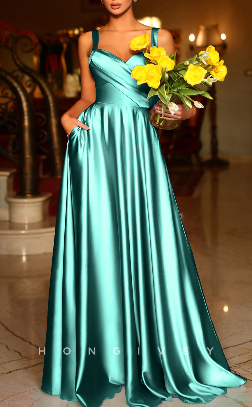 L1314 - Elegant & Luxurious Sweetheart Spaghetti Straps Floor-Length Evening Prom Dress - Fashionpara