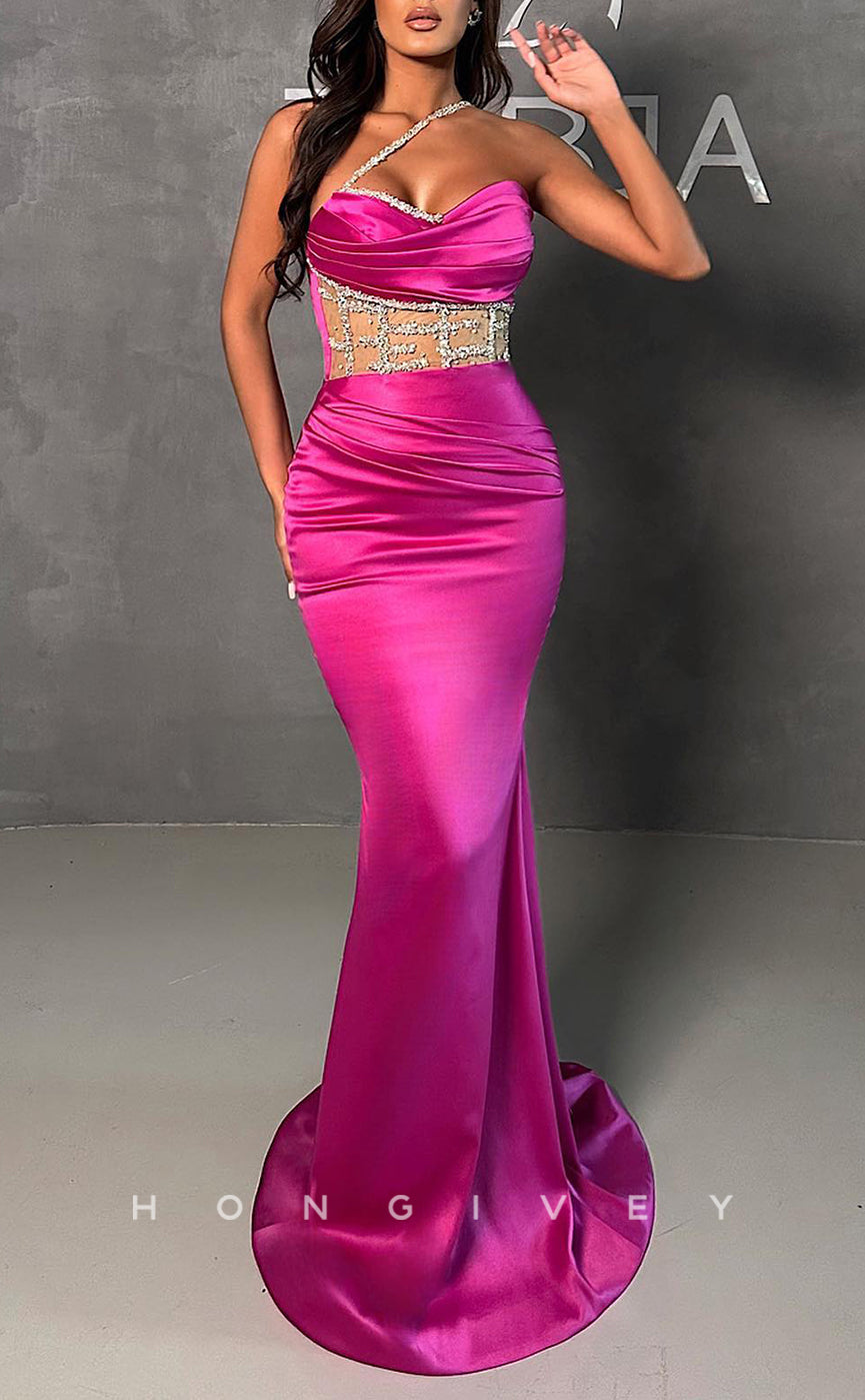 L1356 - Sexy Fitted Sweetheart Illusion Beaded Party Prom Evening Dress - Fashionpara