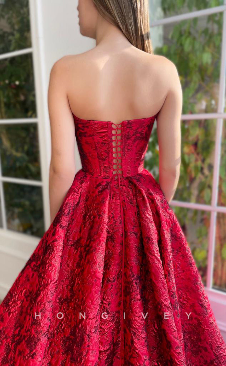 L1701 - Sexy Satin A-Line Bateau Empire Appliques With Side Slit Party Prom Evening Dress - Fashionpara
