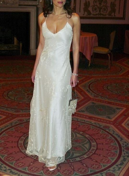 Pretty White Spaghetti Straps Lace Satin Mermaid Evening Dress Long Party Dress D1740