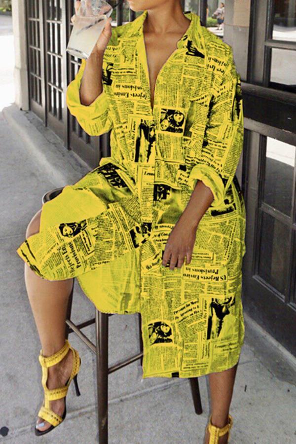 Stylish Comfortable Newspaper Print Shirt Dress  Fashionpara