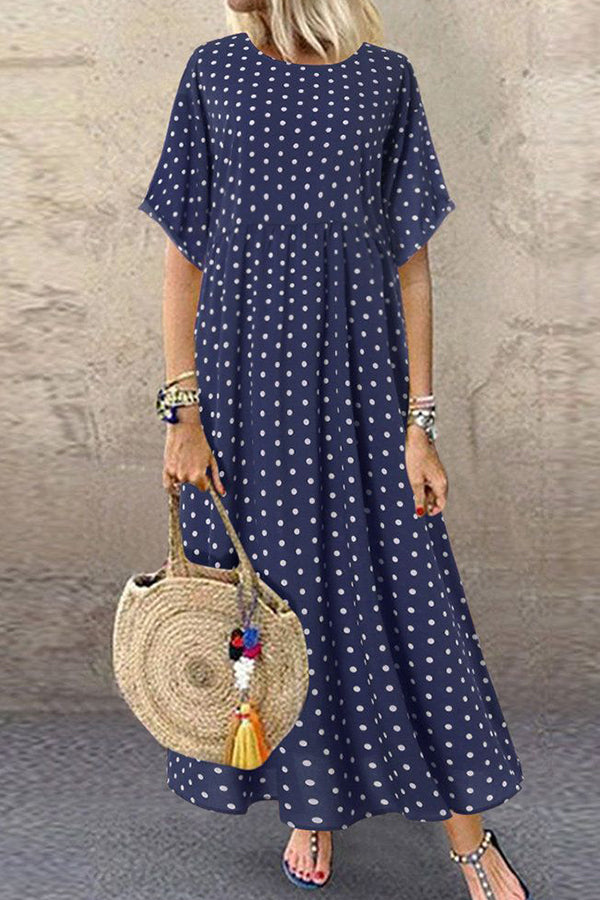 Polka Dot Scoop Vacation Dress - Mislish