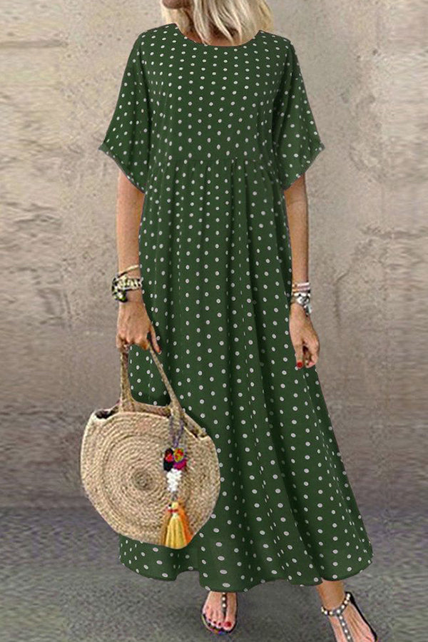 Polka Dot Scoop Vacation Dress - Mislish