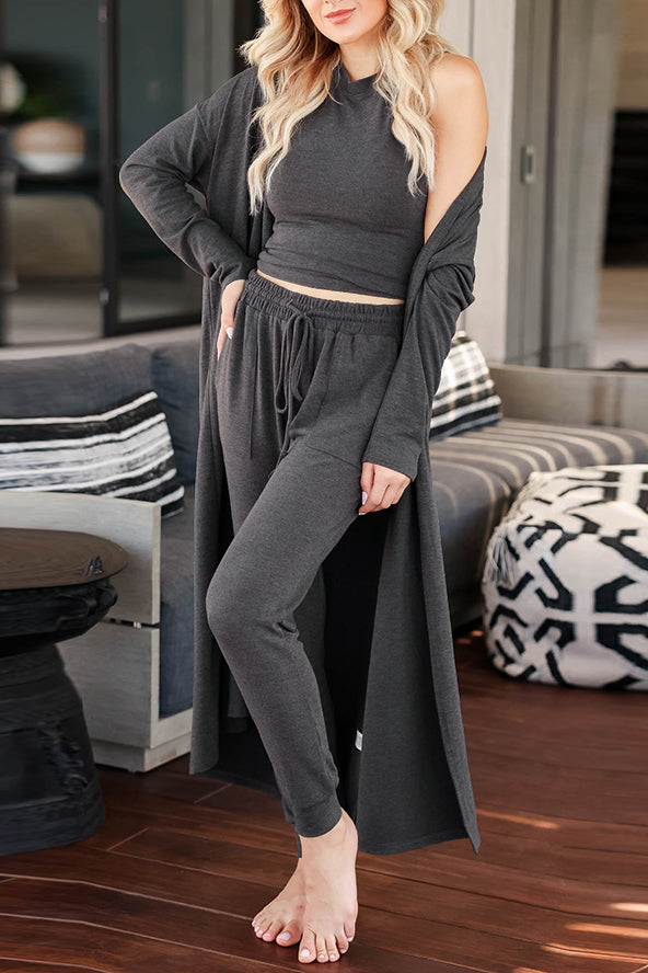 Knitted Slim Fit Vest Trousers Sports 3 pieces Suit