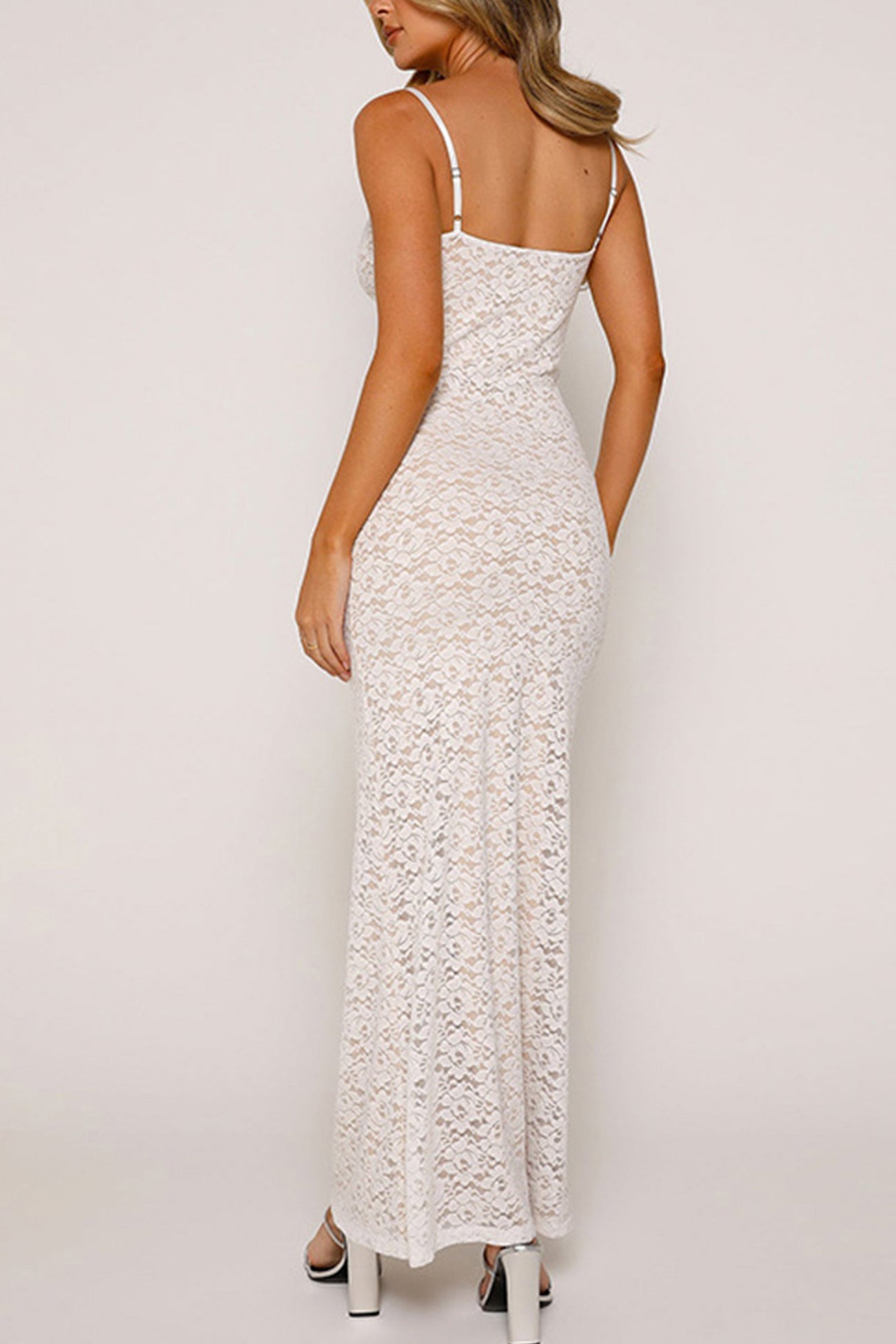 Lace Low Cut Pack Hip Cami Dress - Fashionpara