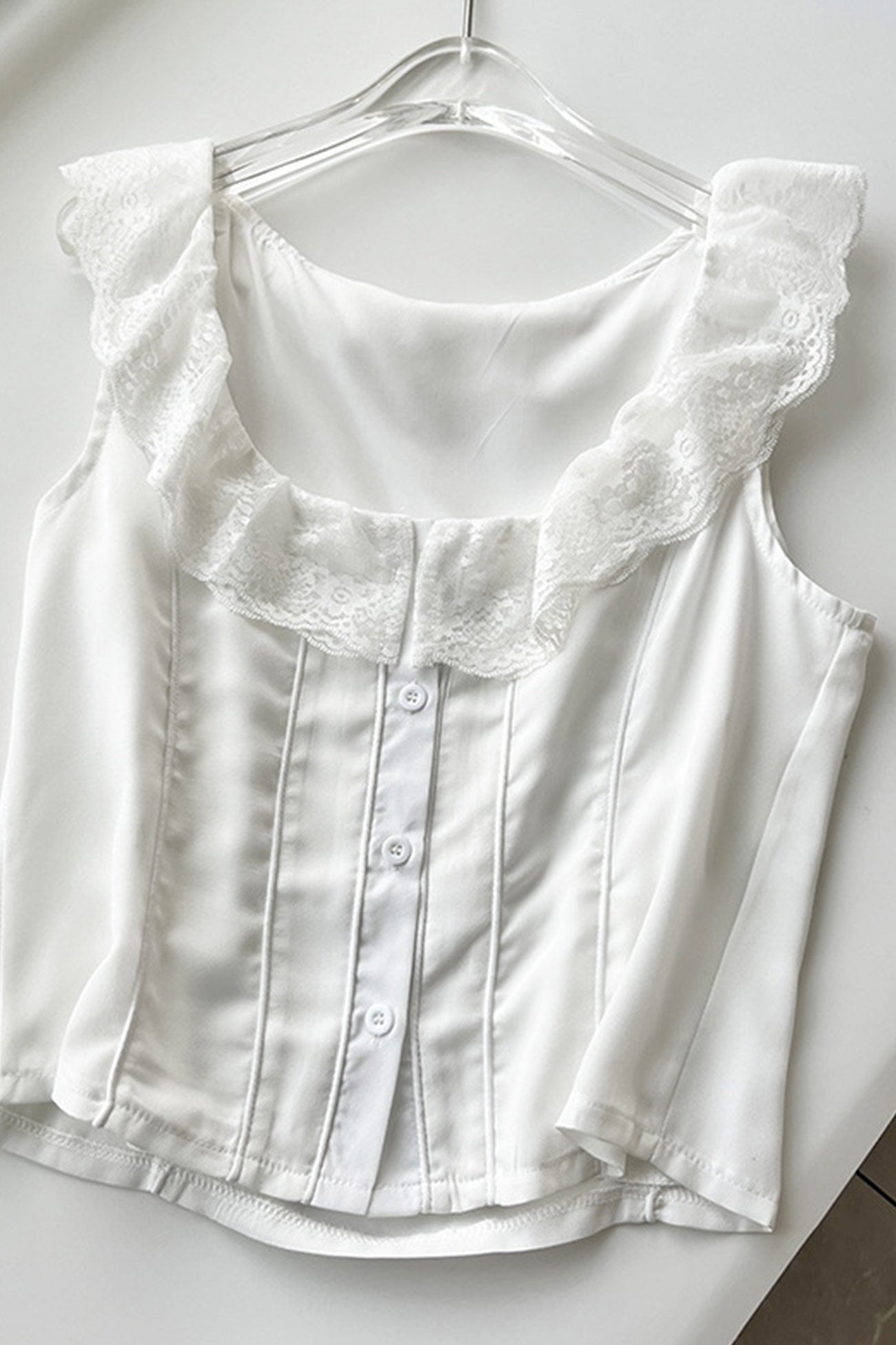 Lace Neck Tank Top Fishtail Skirt Suits