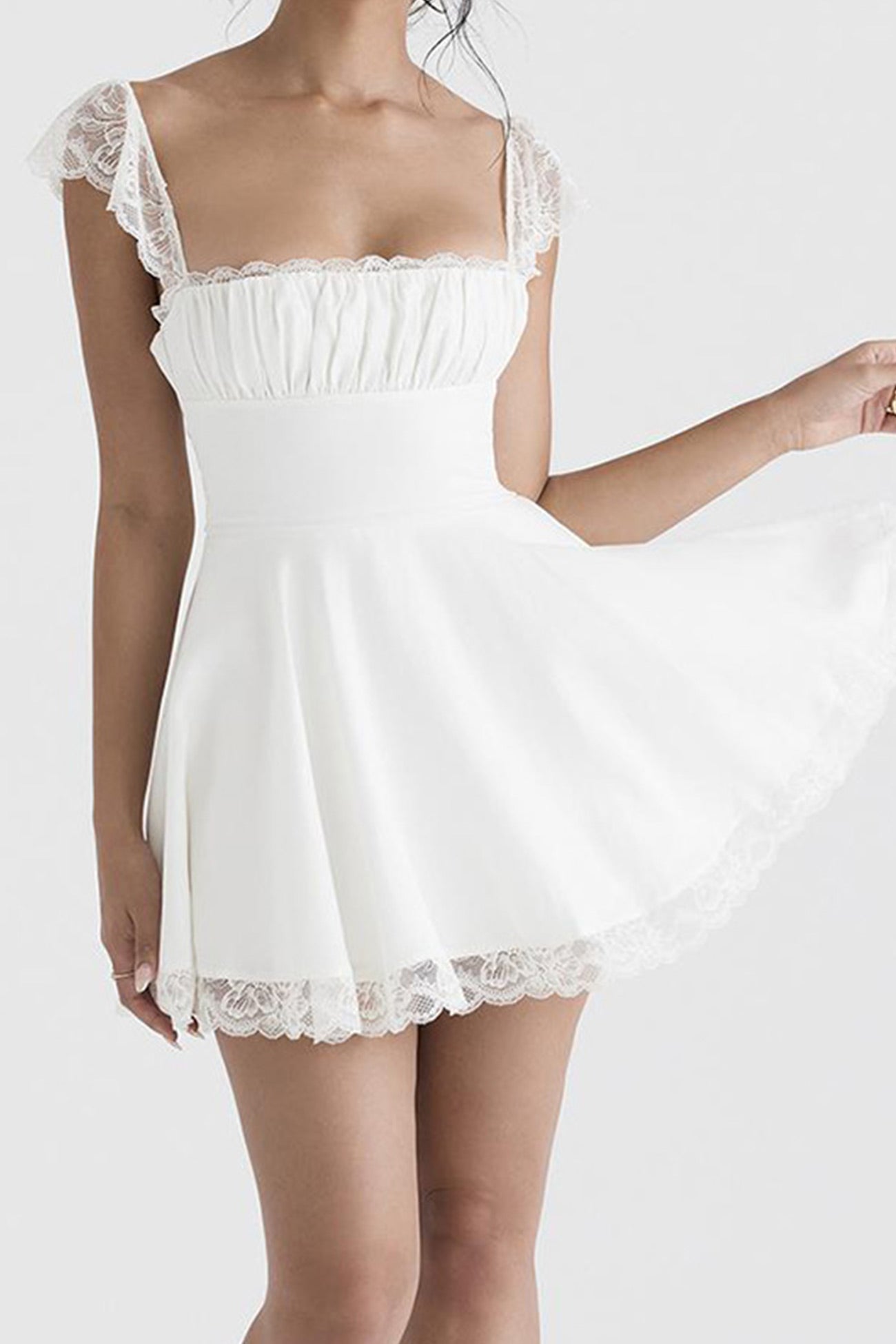 Lace Patchwork Strappy Corset Dress - Fashionpara