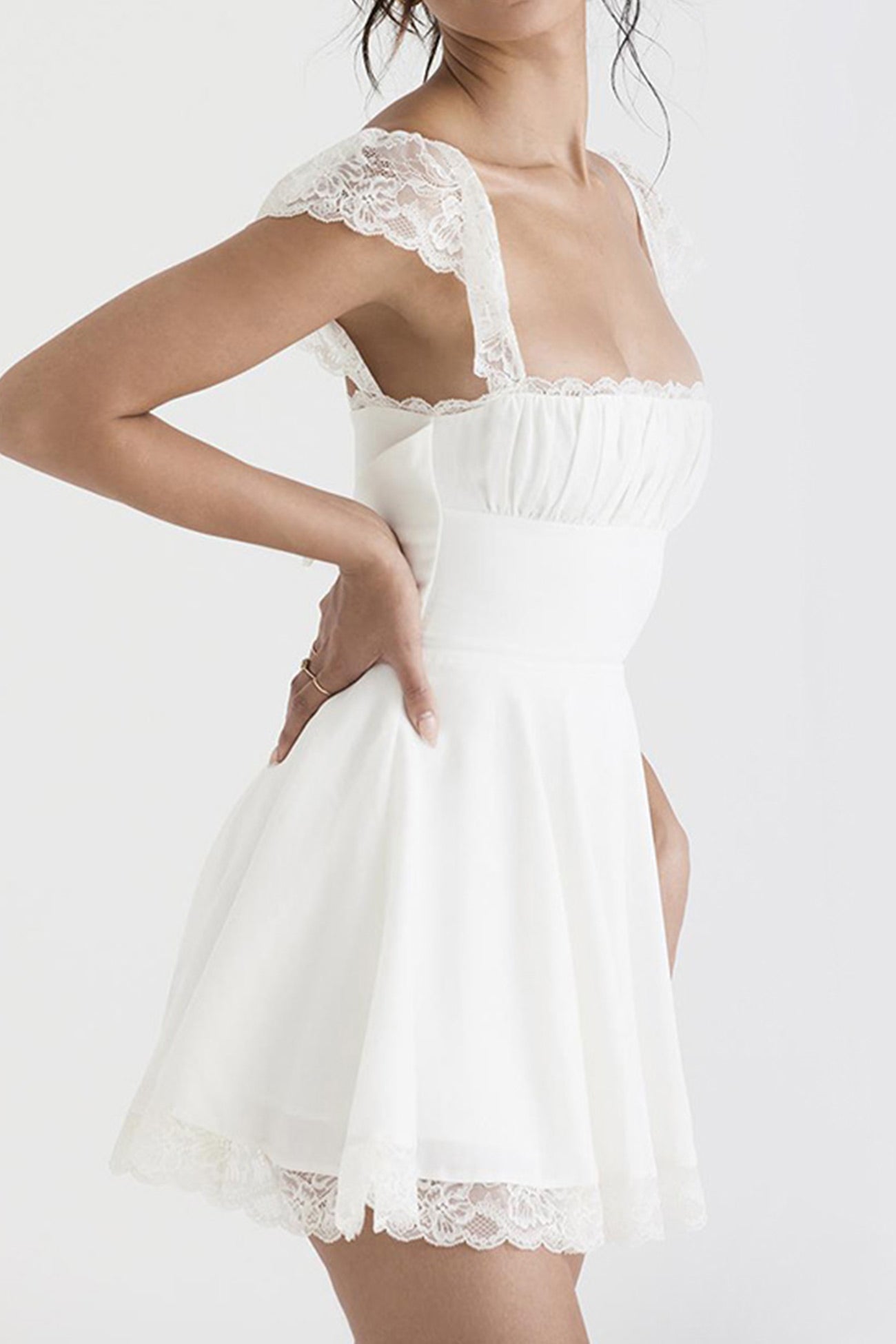 Lace Patchwork Strappy Corset Dress - Fashionpara