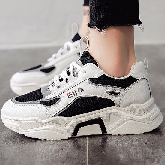 Color Block Platform Shoes Cozy Sneakers - Mislish