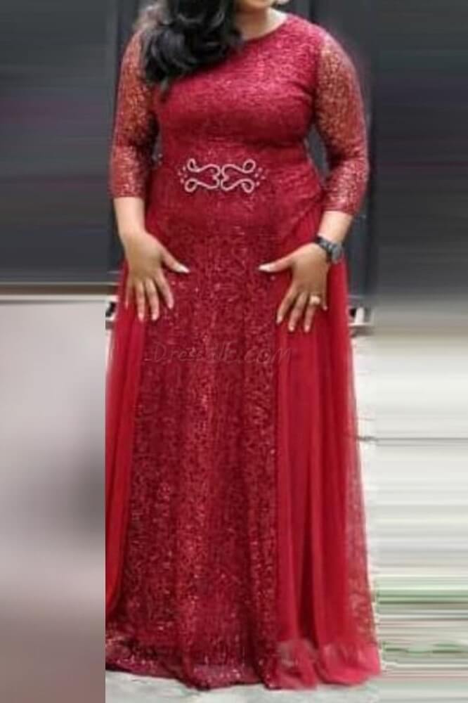 Lace Sequin Party Long Dress  Fashionpara
