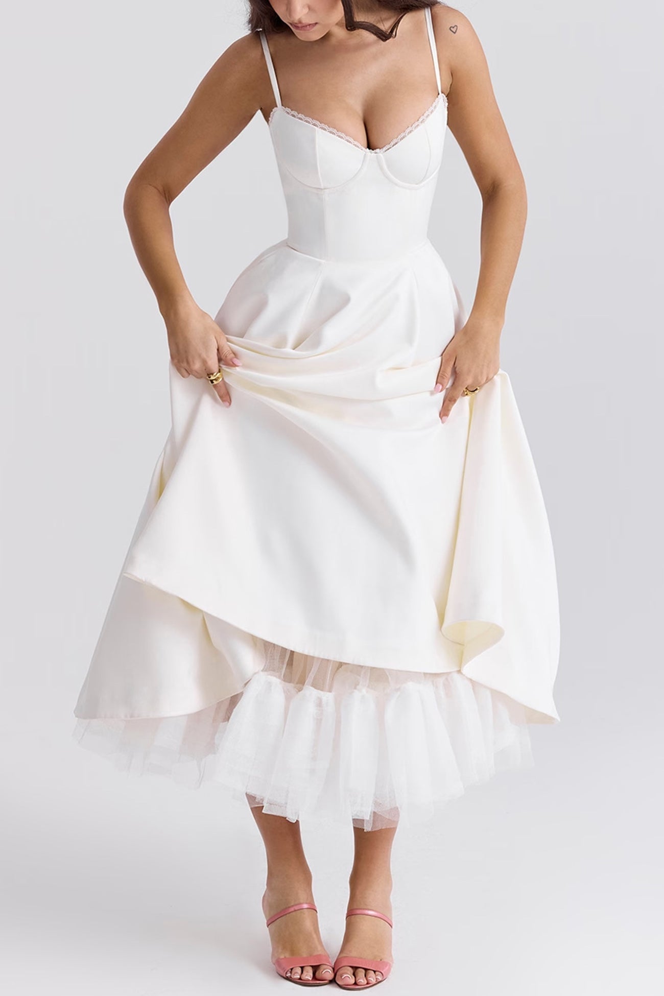 Lacework Mesh Patchwork Cami Dress - Fashionpara