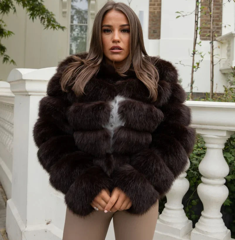 Ladies Fox Fur European Street Coat