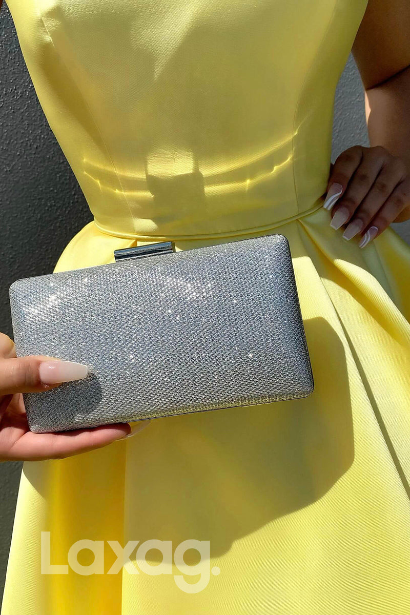 21702 - Strapless A-line Yellow Satin Long Prom Dress with Pockets