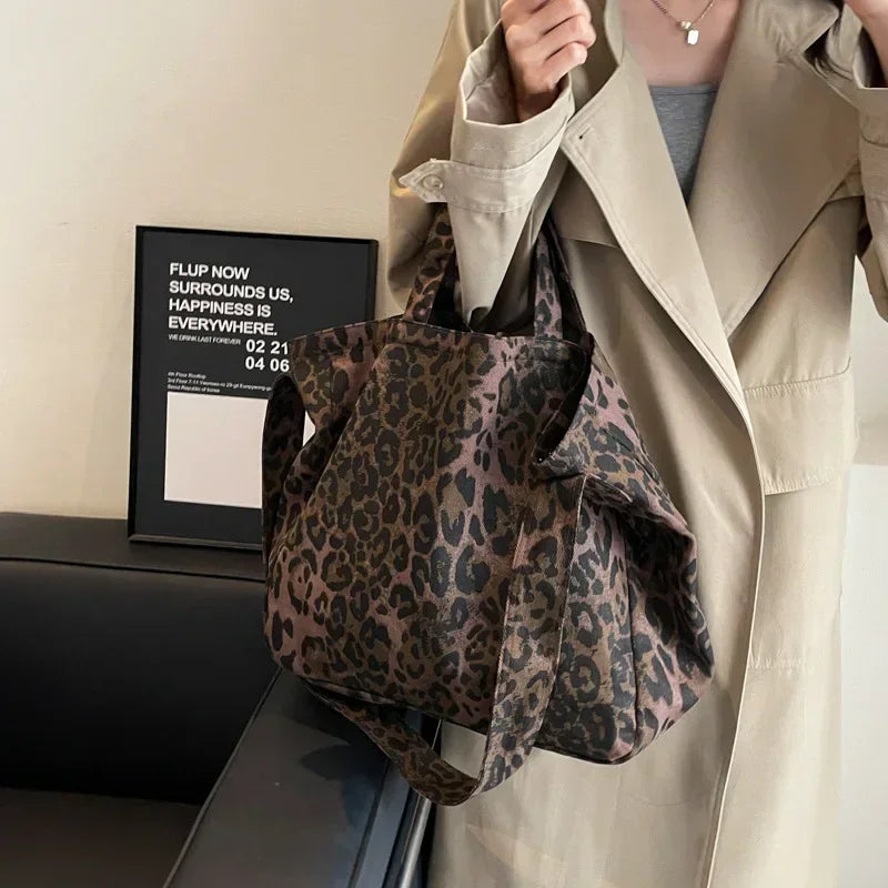 Leopard Design Korean Fashion Shopper Handbag