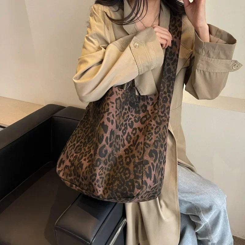Leopard Design Korean Fashion Shopper Handbag