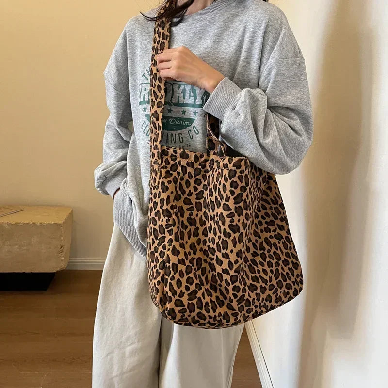 Leopard Design Korean Fashion Shopper Handbag