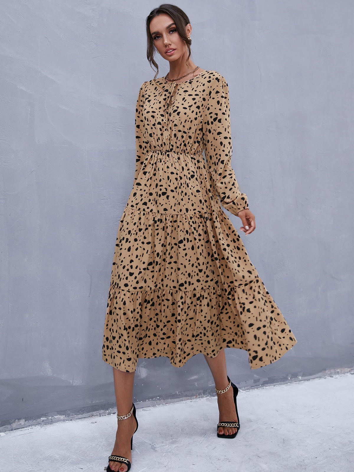 KittenAlarm - Leopard Print Tie Front Dress