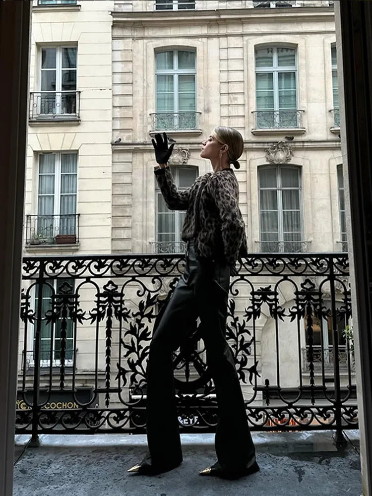 Leopard Printed Round Neck Cardigan