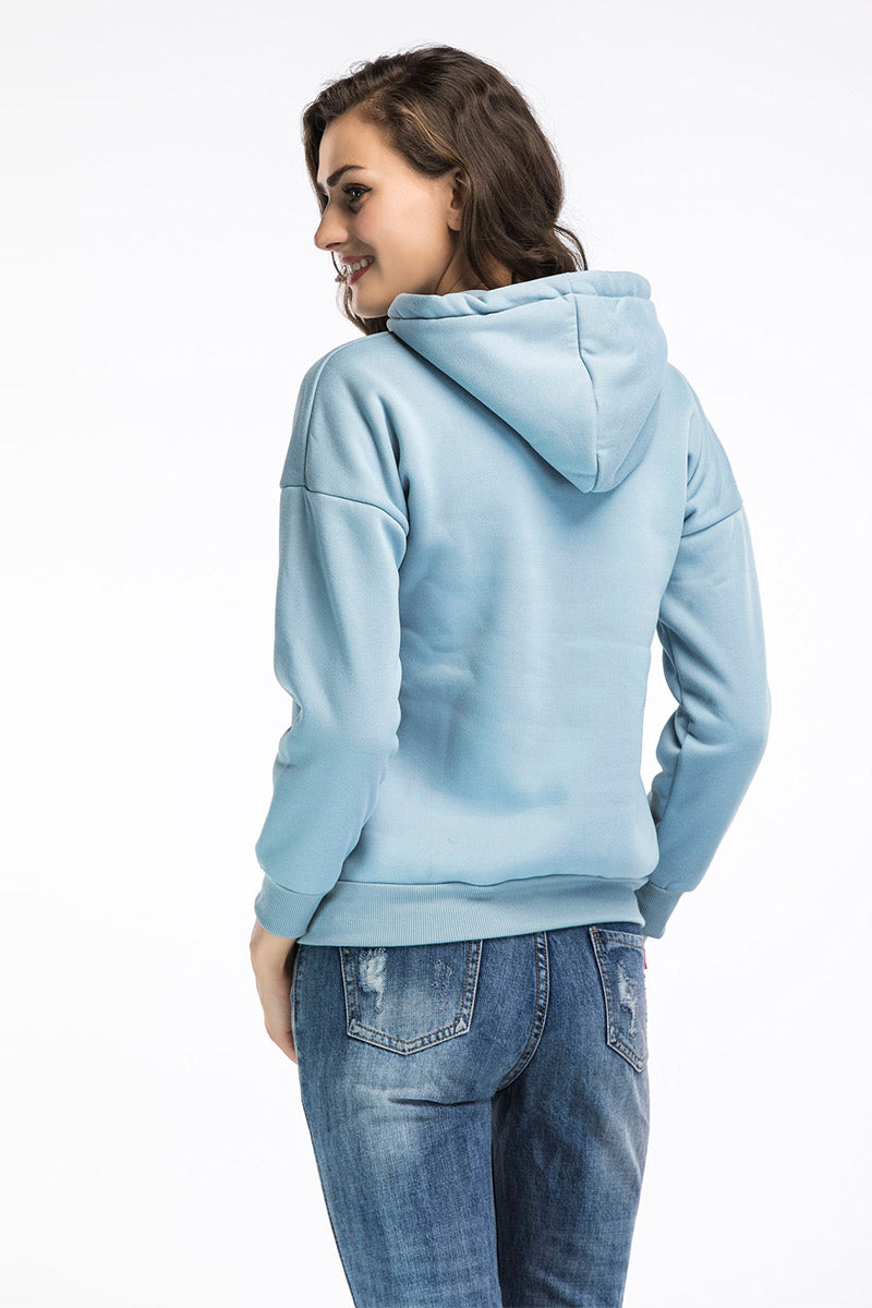 Letter Embroidered Hooded Pocket Sweatshirt