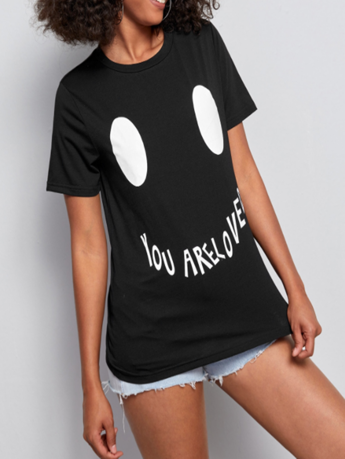 KittenAlarm - Letter print Round collar Tshirt