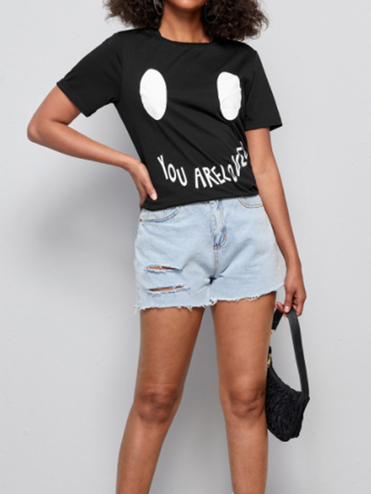 KittenAlarm - Letter print Round collar Tshirt