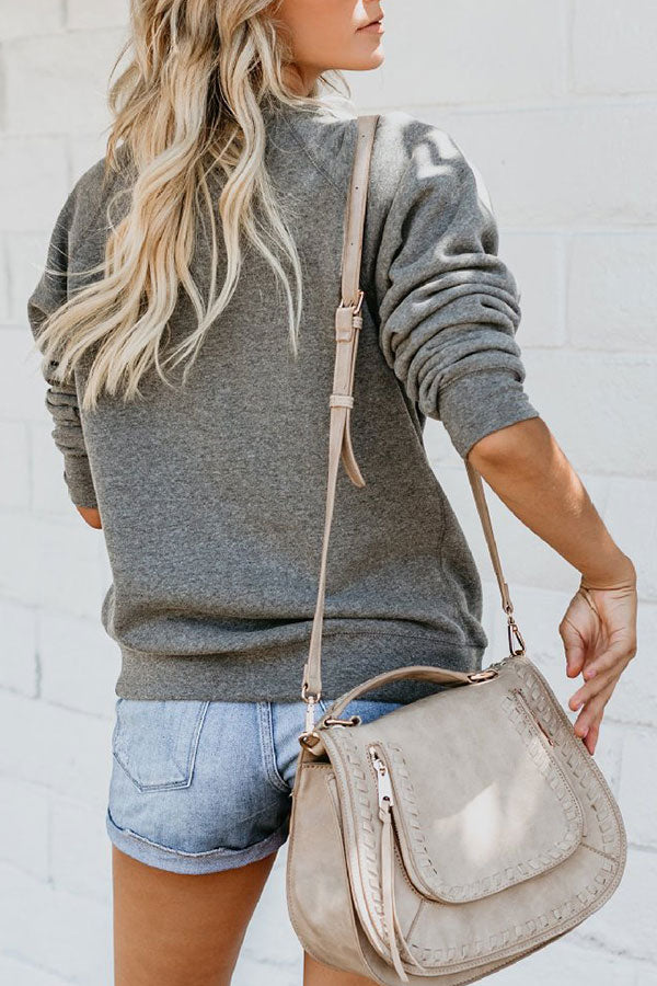 Letter Print Casual Scoop Sweatshirt