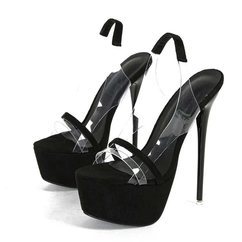 Trendy   Snake Print Back Strap Platform Open Toe High Heel