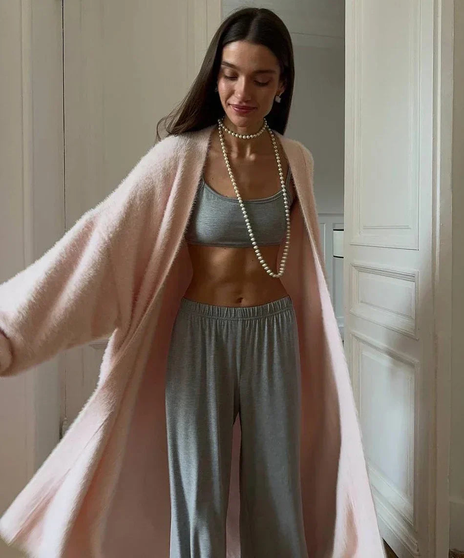 Vintage Solid Fluffy Warm Oversized Cardigan