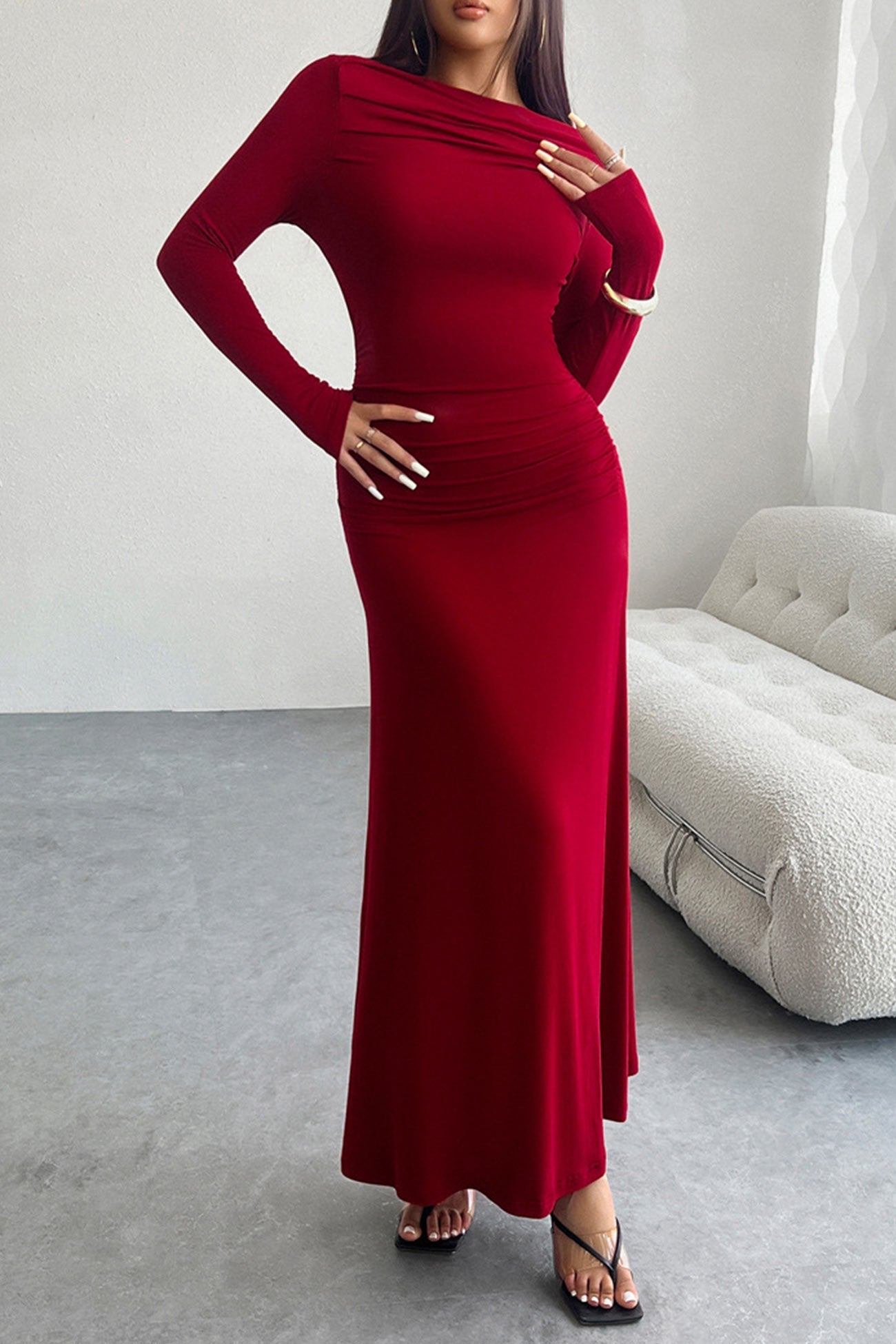 Long Sleeve Pack Hip Maxi Dress