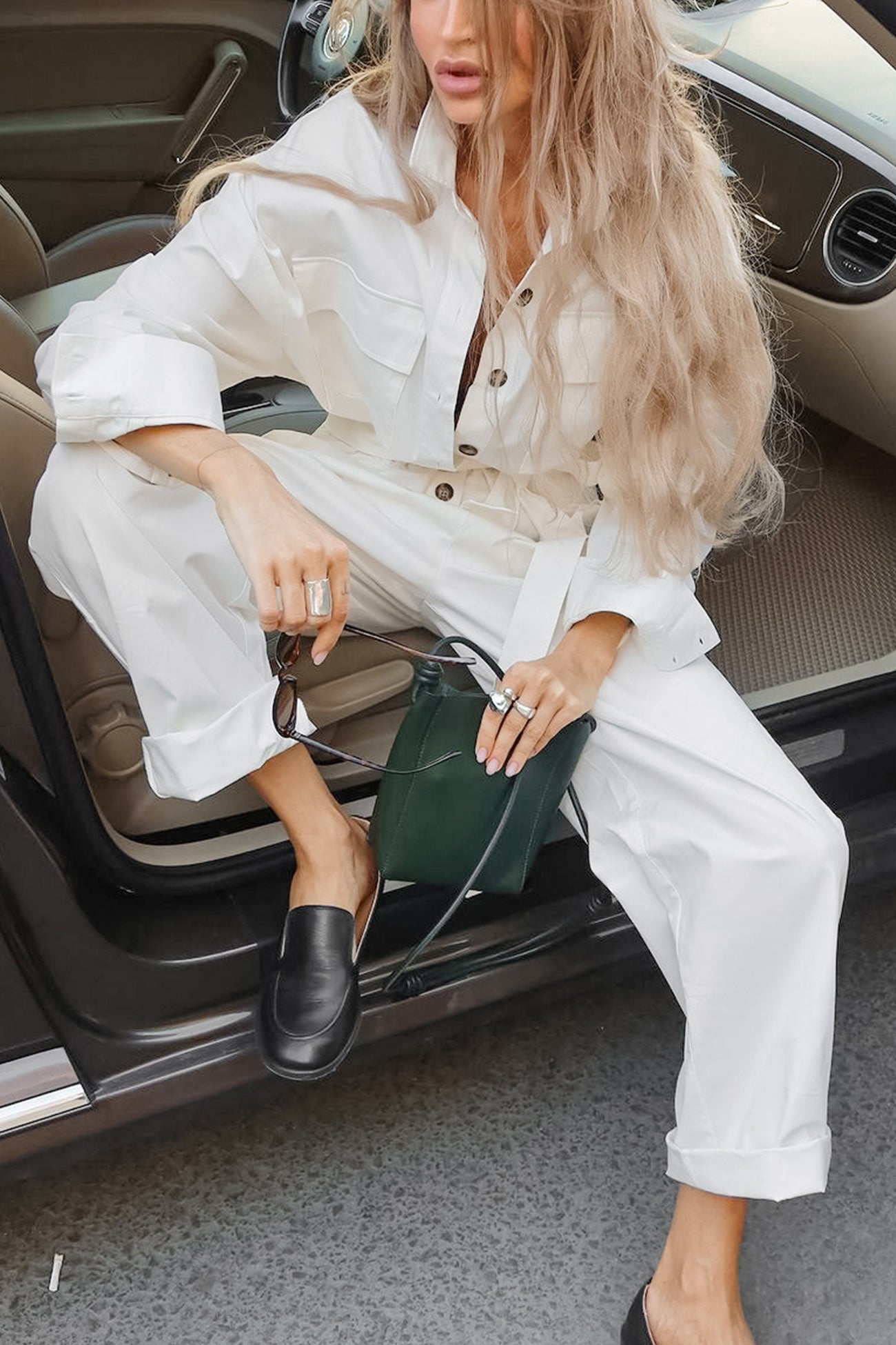 Long Sleeve Tie-up High Waist Cargo Jumpsuits