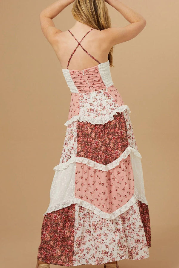 Long Sleeveless Floral Print Maxi Dresses