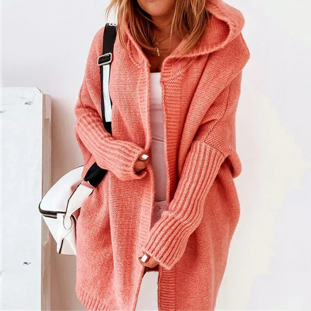 Loose Doll Sleeve Knit Sweater Long Autumn Winter Ladies Coats - Fashionpara