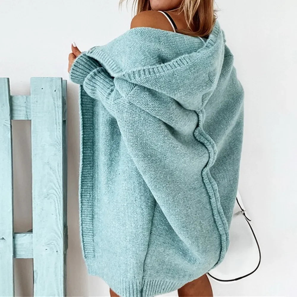 Loose Doll Sleeve Knit Sweater Long Autumn Winter Ladies Coats - Fashionpara