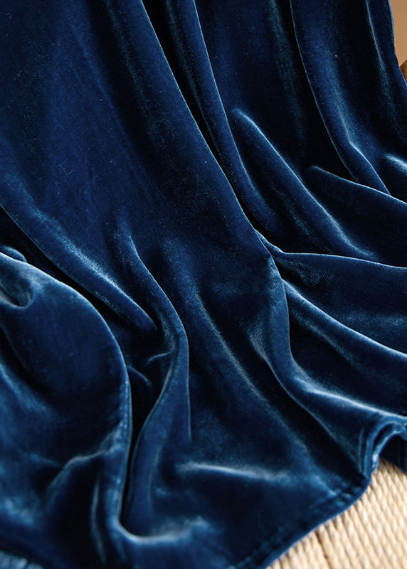 Velvet Oversized Batwing Sleeve Diagonal Seam Pocket Maxi Dress - View 4