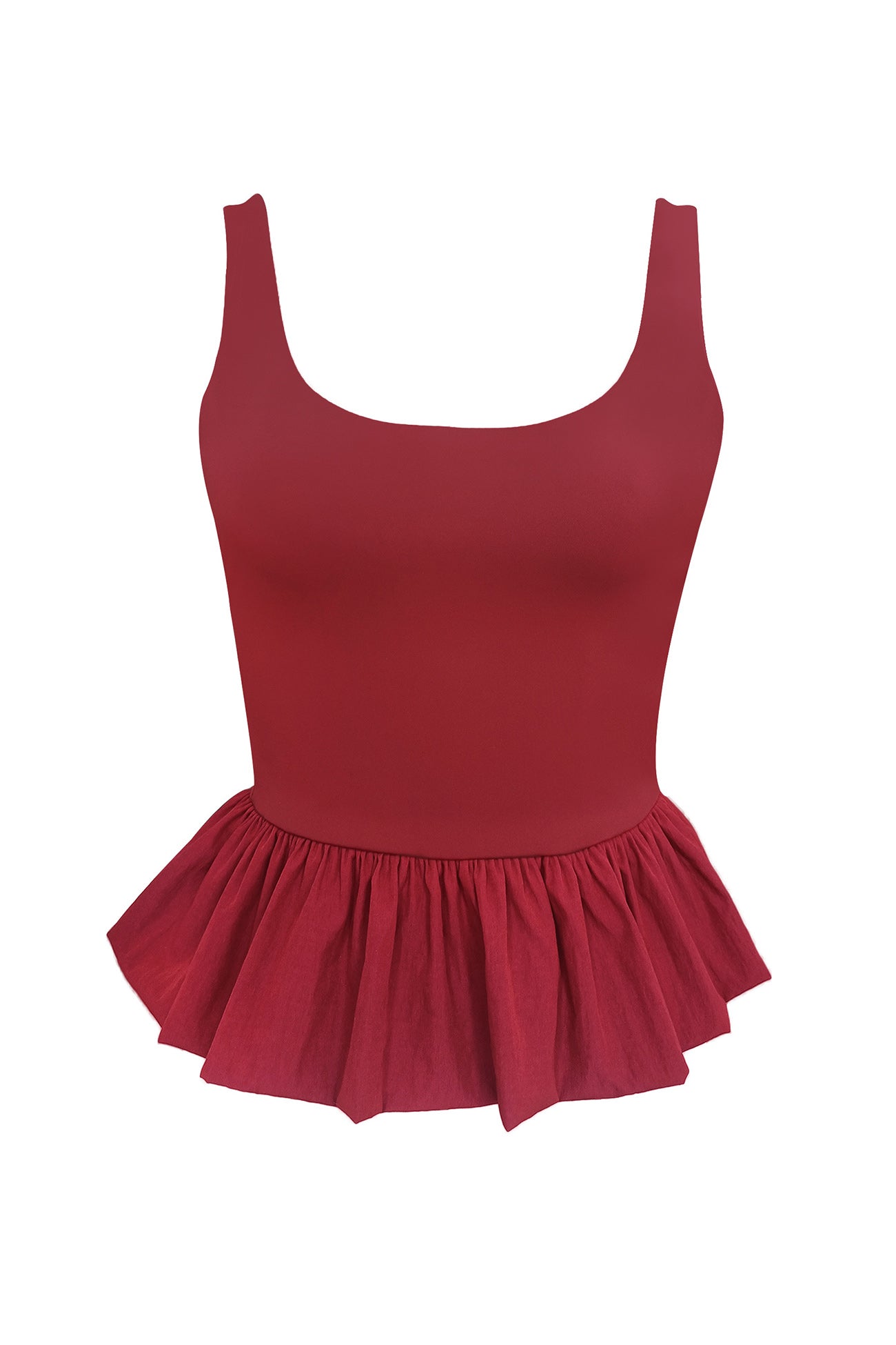 Low Cut Ruched Cotton Tank Top